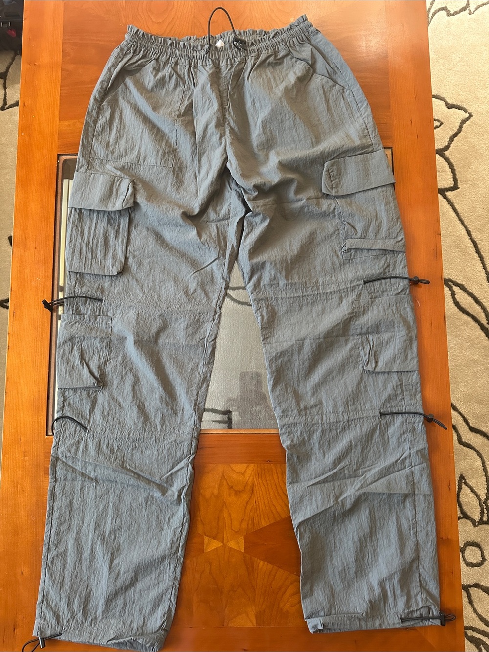 Garage Light Grey Parachute Cargo Pants with Utility Pockets